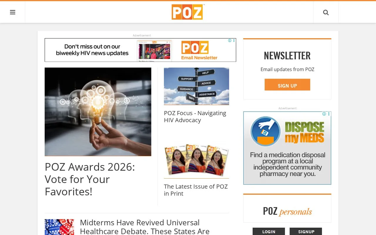 POZ homepage screenshot