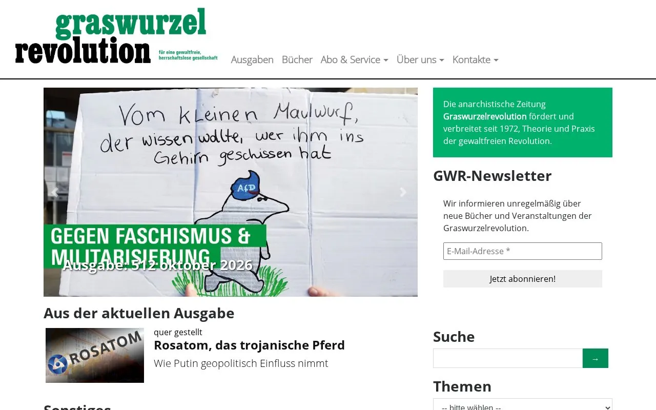 graswurzelrevolution homepage screenshot