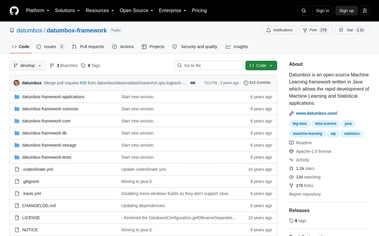 Datumbox homepage screenshot