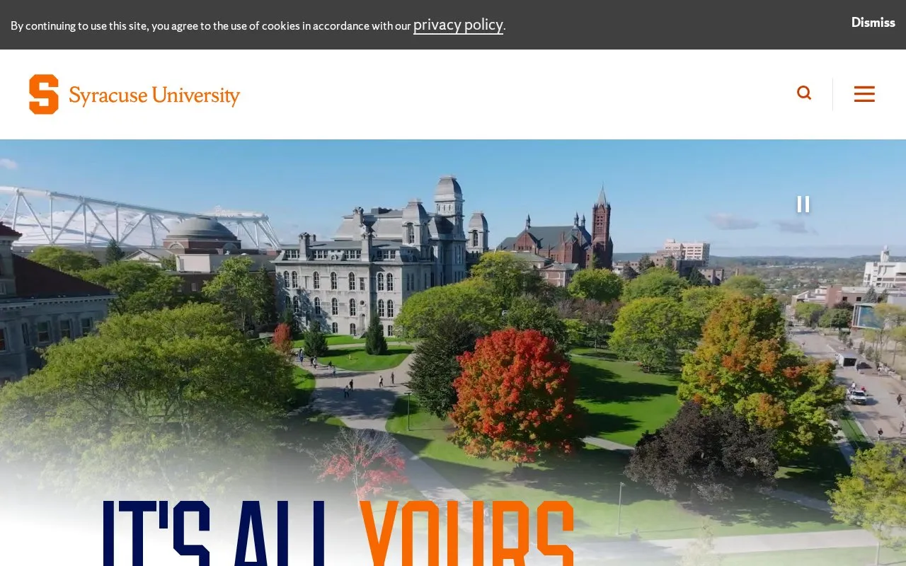 Syracuse University homepage screenshot