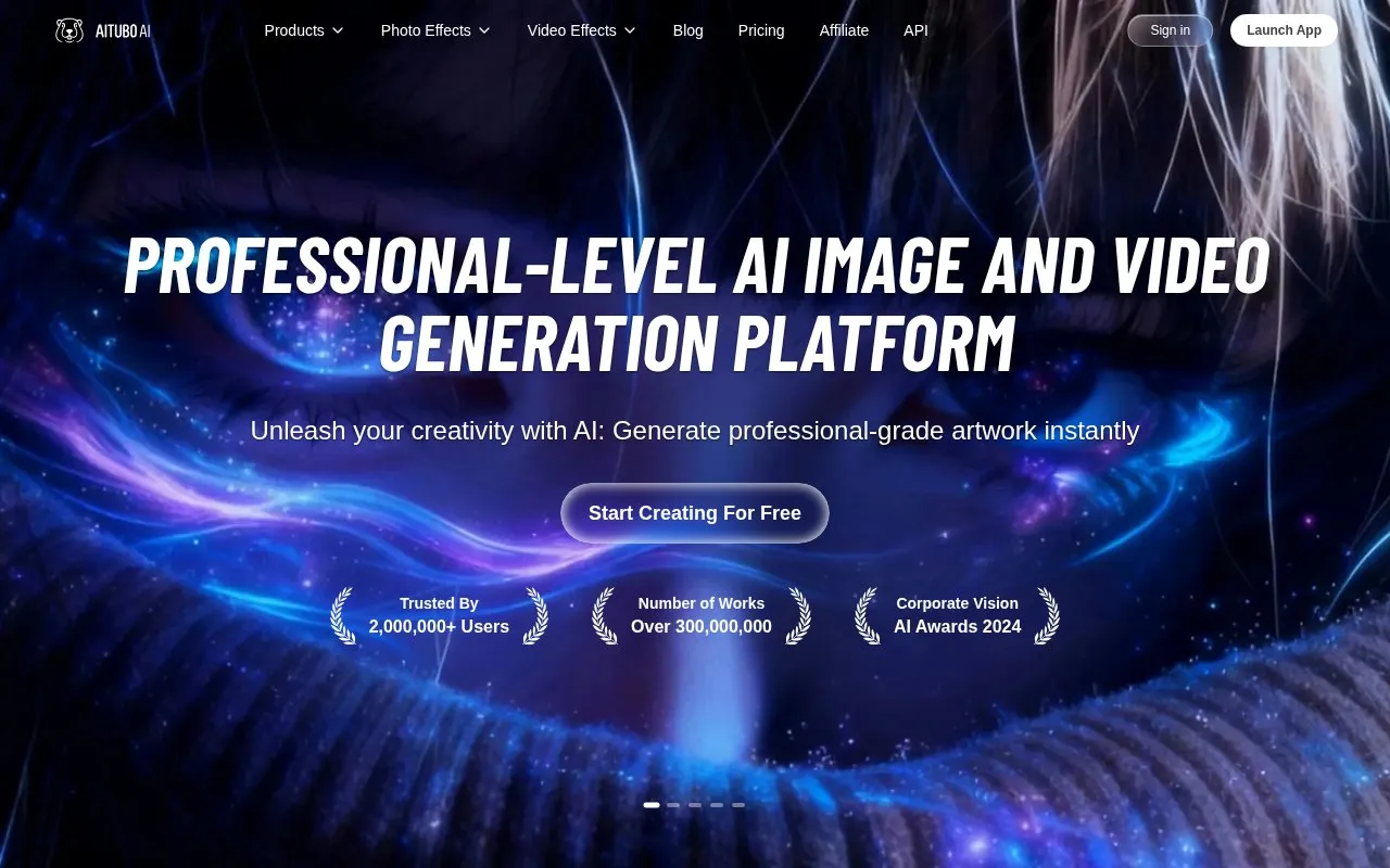 Aitubo AI homepage screenshot
