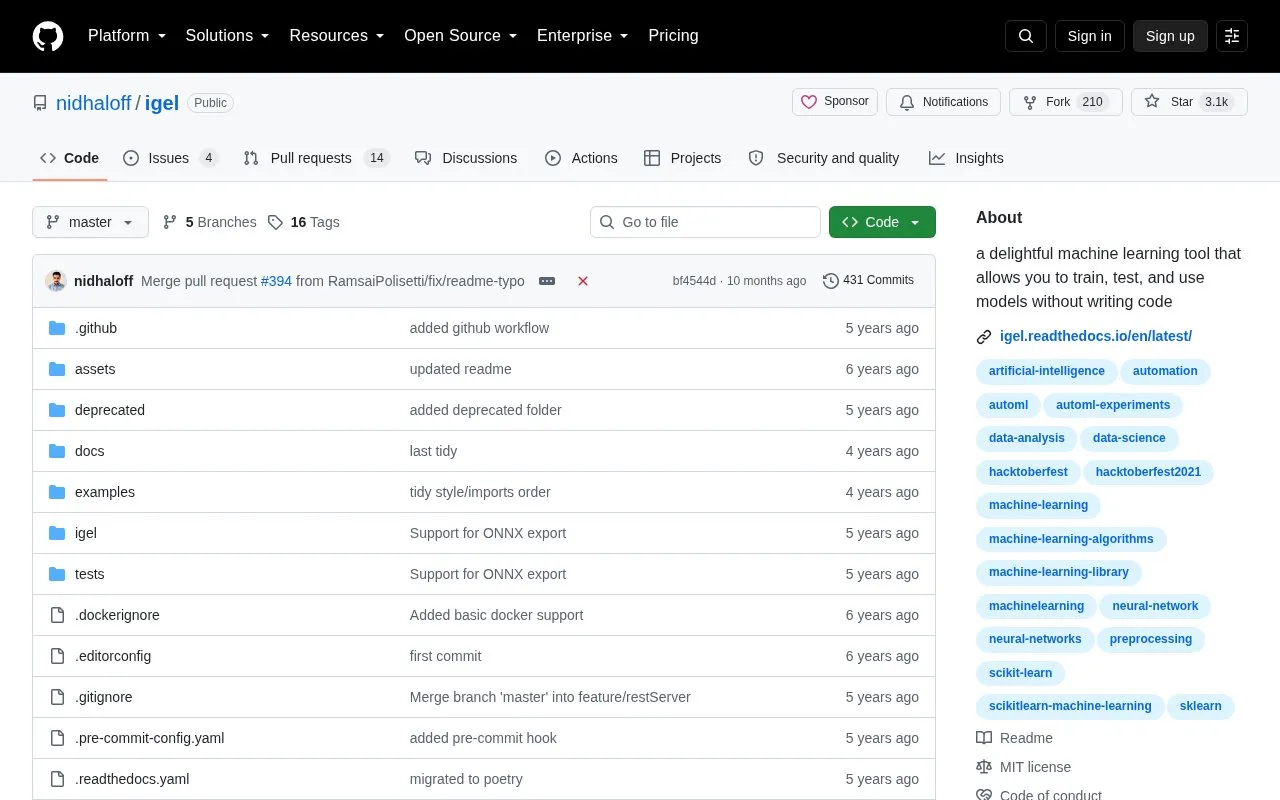 igel homepage screenshot