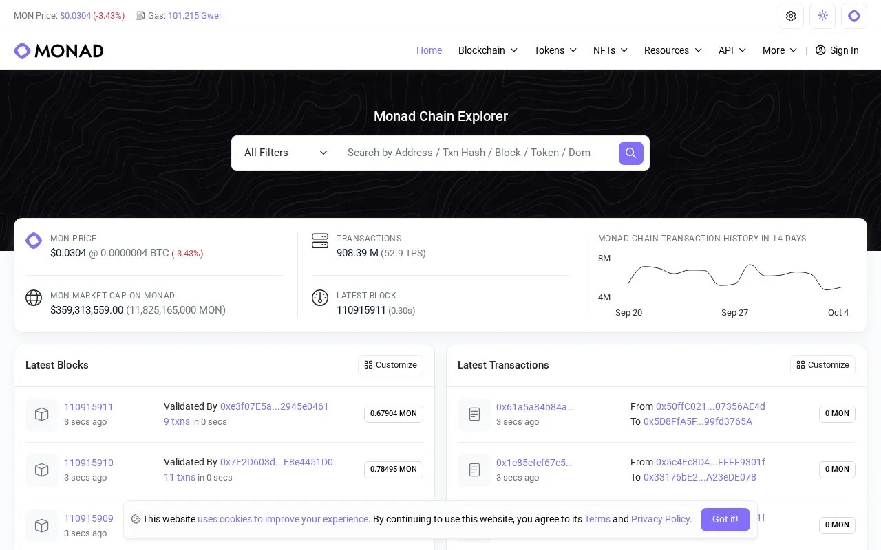 Monad — Monadscan homepage screenshot