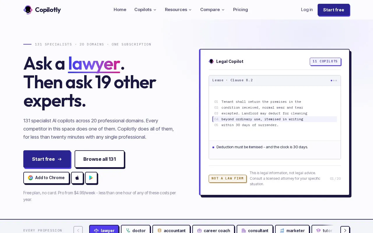 Copilotly homepage screenshot