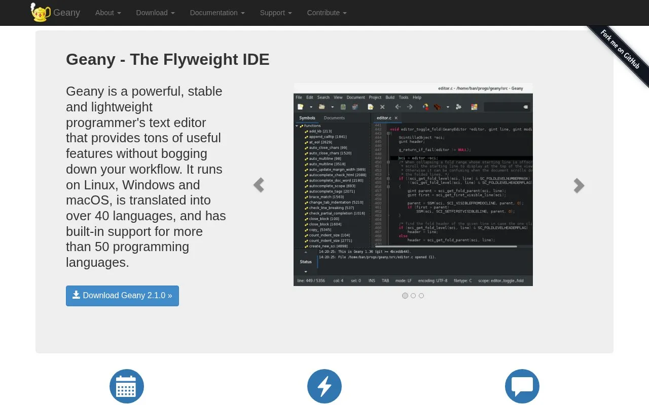 Geany homepage screenshot