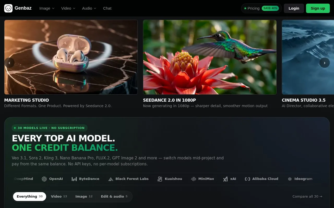 Genbaz homepage screenshot