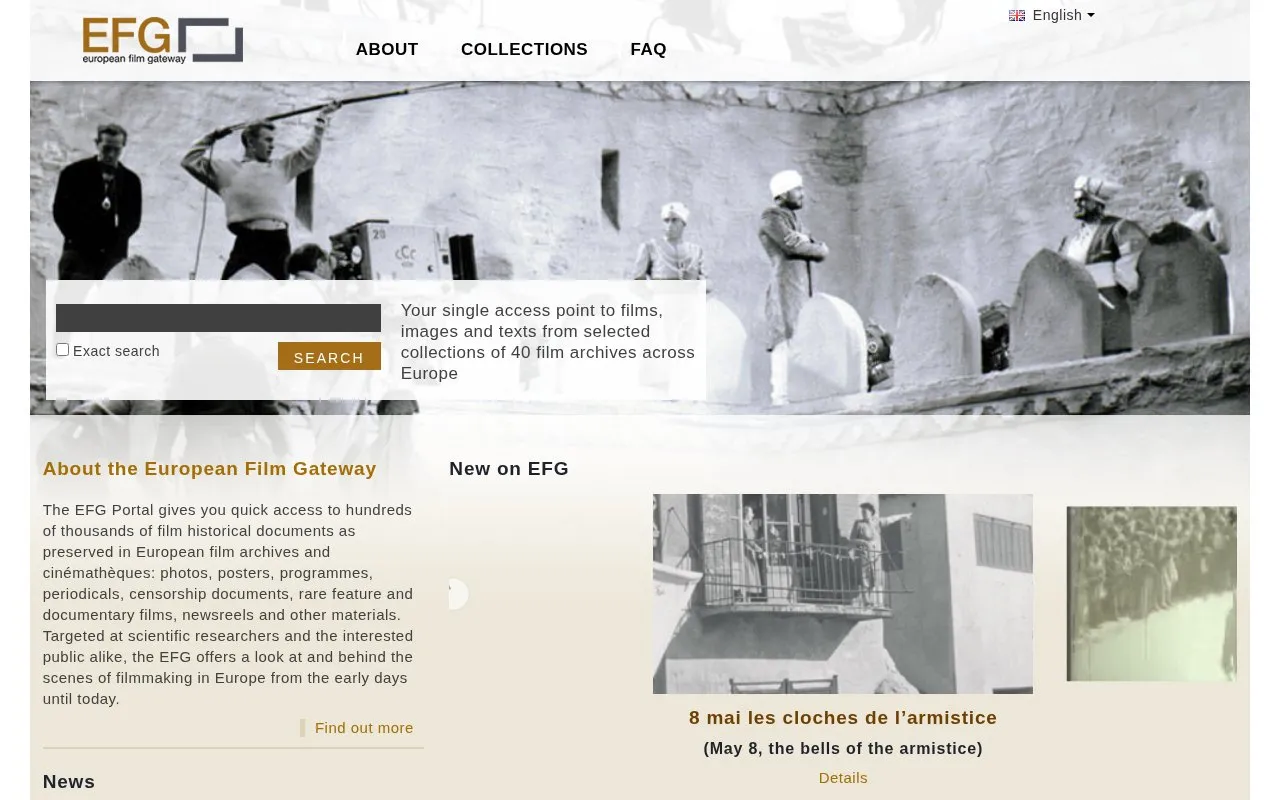 European Film Gateway homepage screenshot