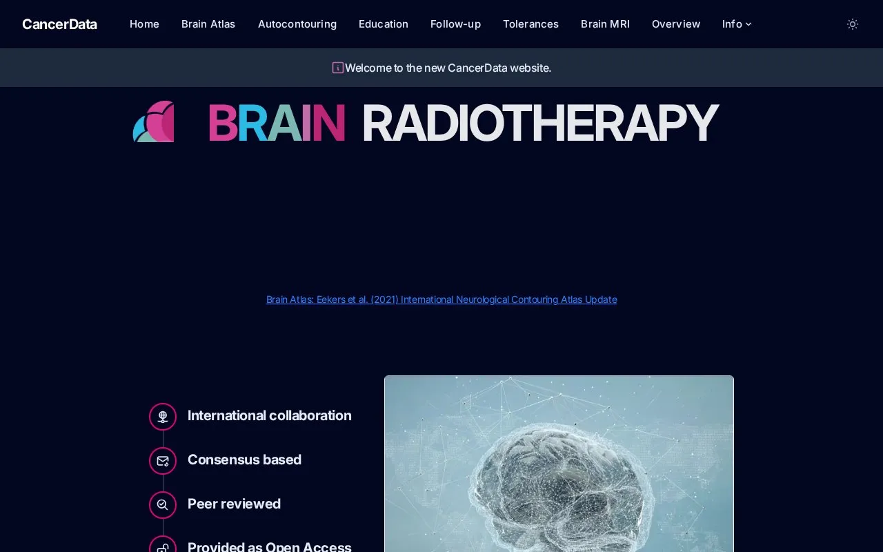 CancerData homepage screenshot