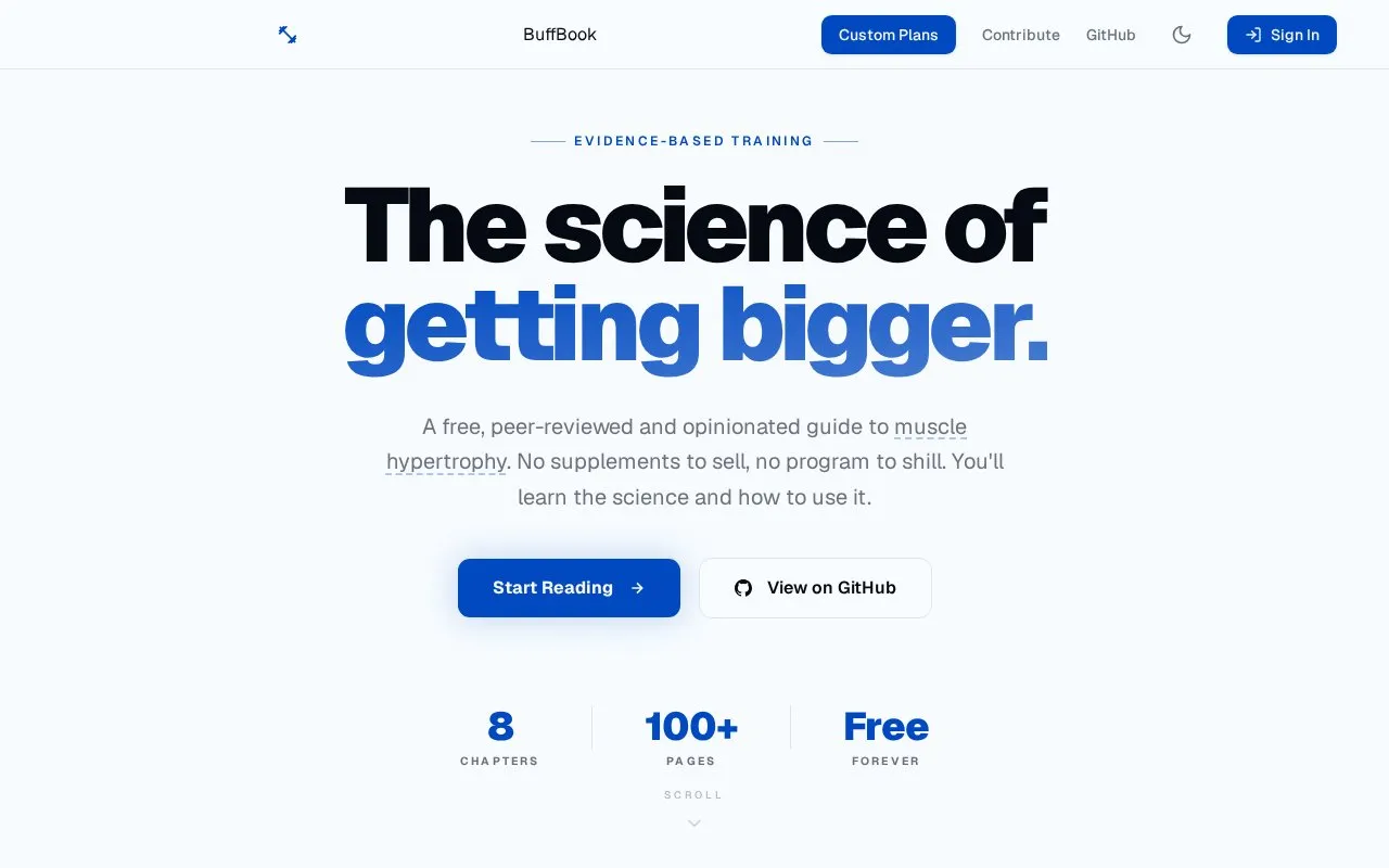 BuffBook homepage screenshot