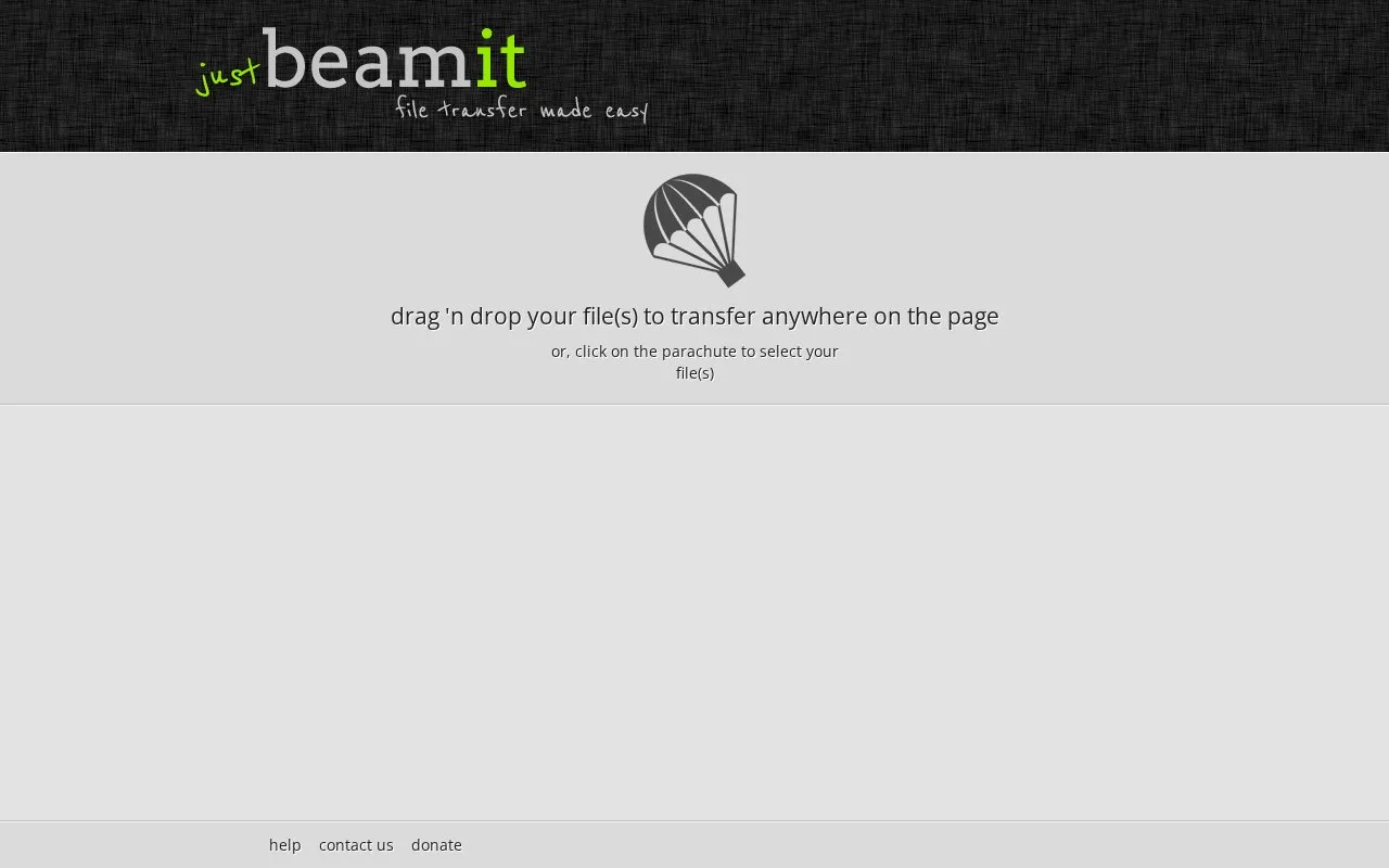 JustBeamIt homepage screenshot