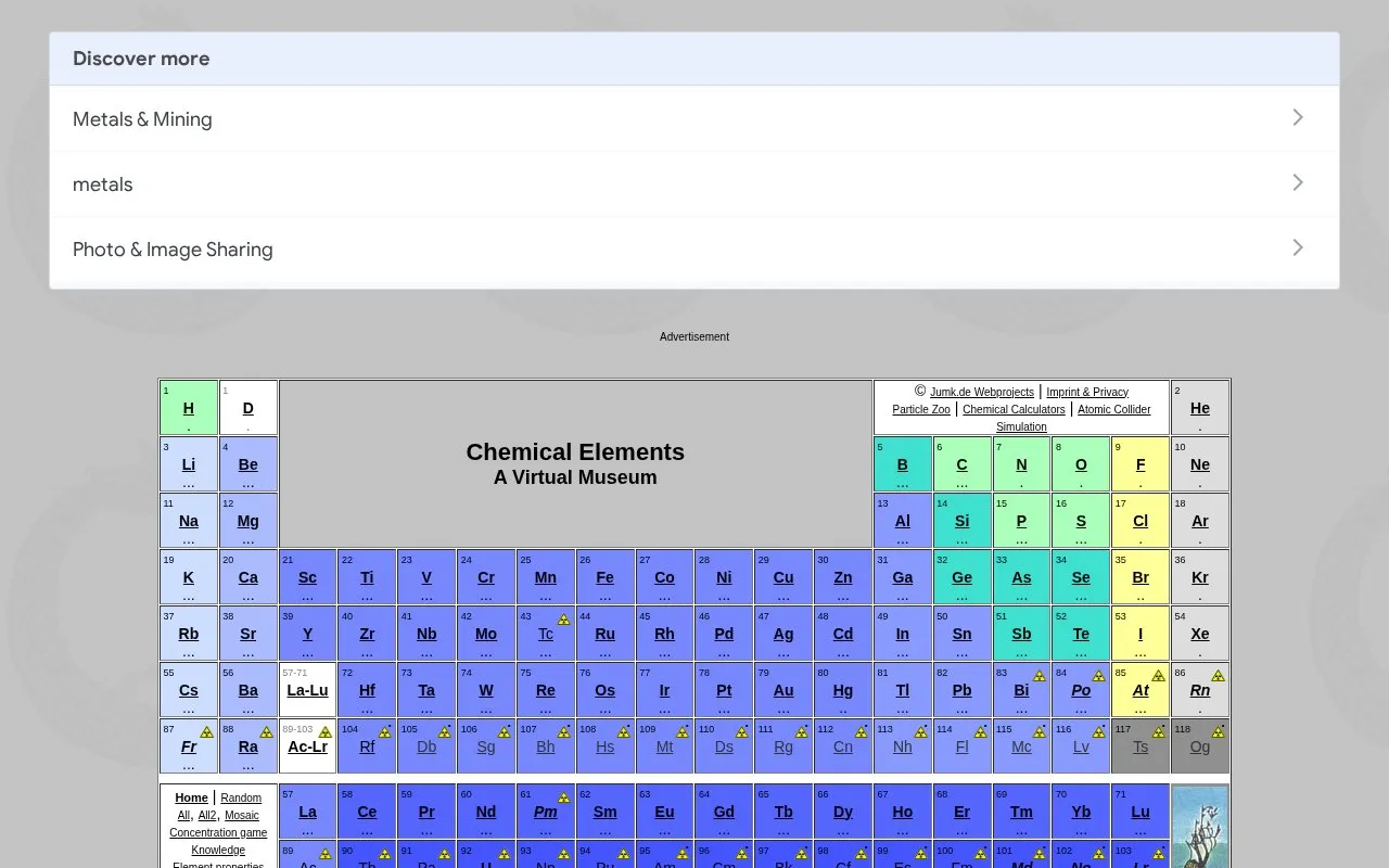 Images-of-elements homepage screenshot