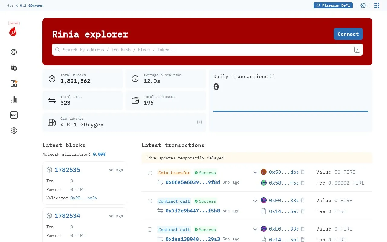 Rinia — FireScan homepage screenshot