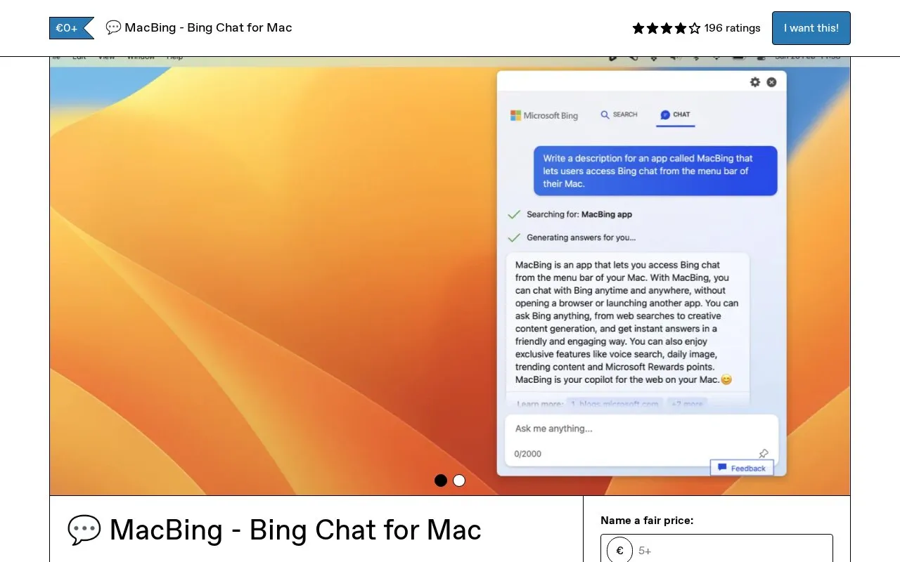 MacBing homepage screenshot