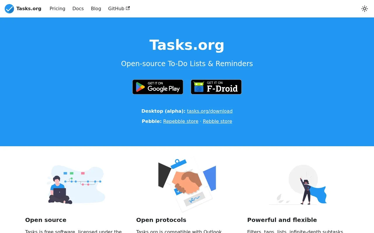 Tasks homepage screenshot