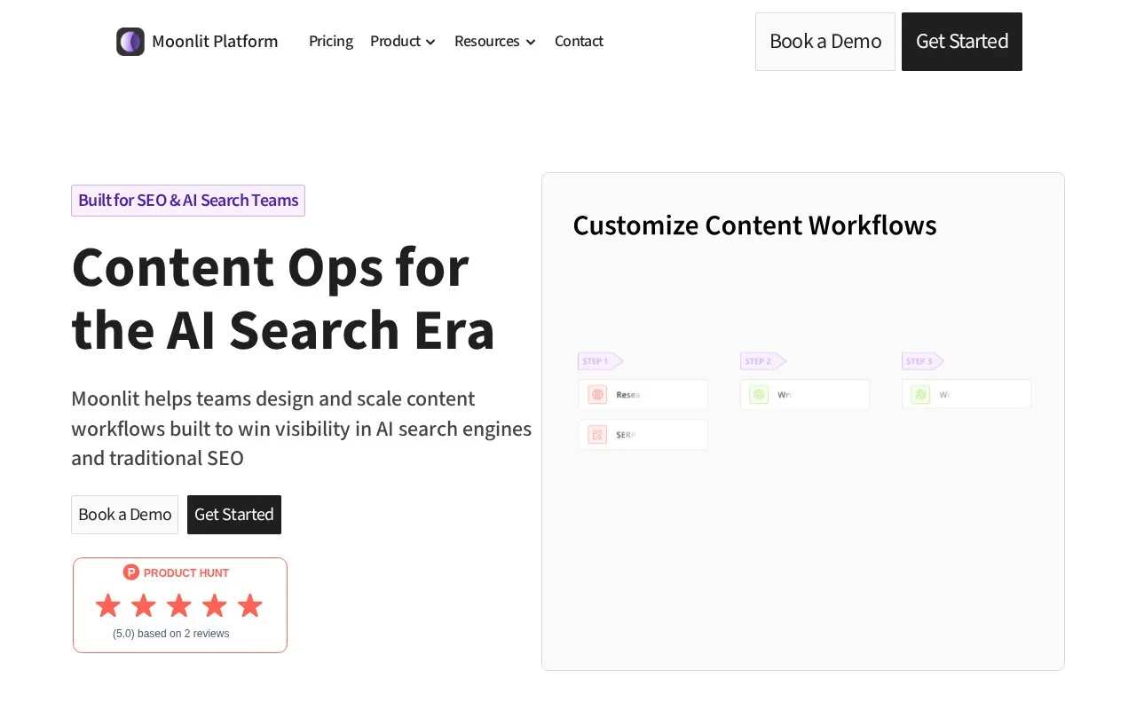 Moonlit Platform homepage screenshot