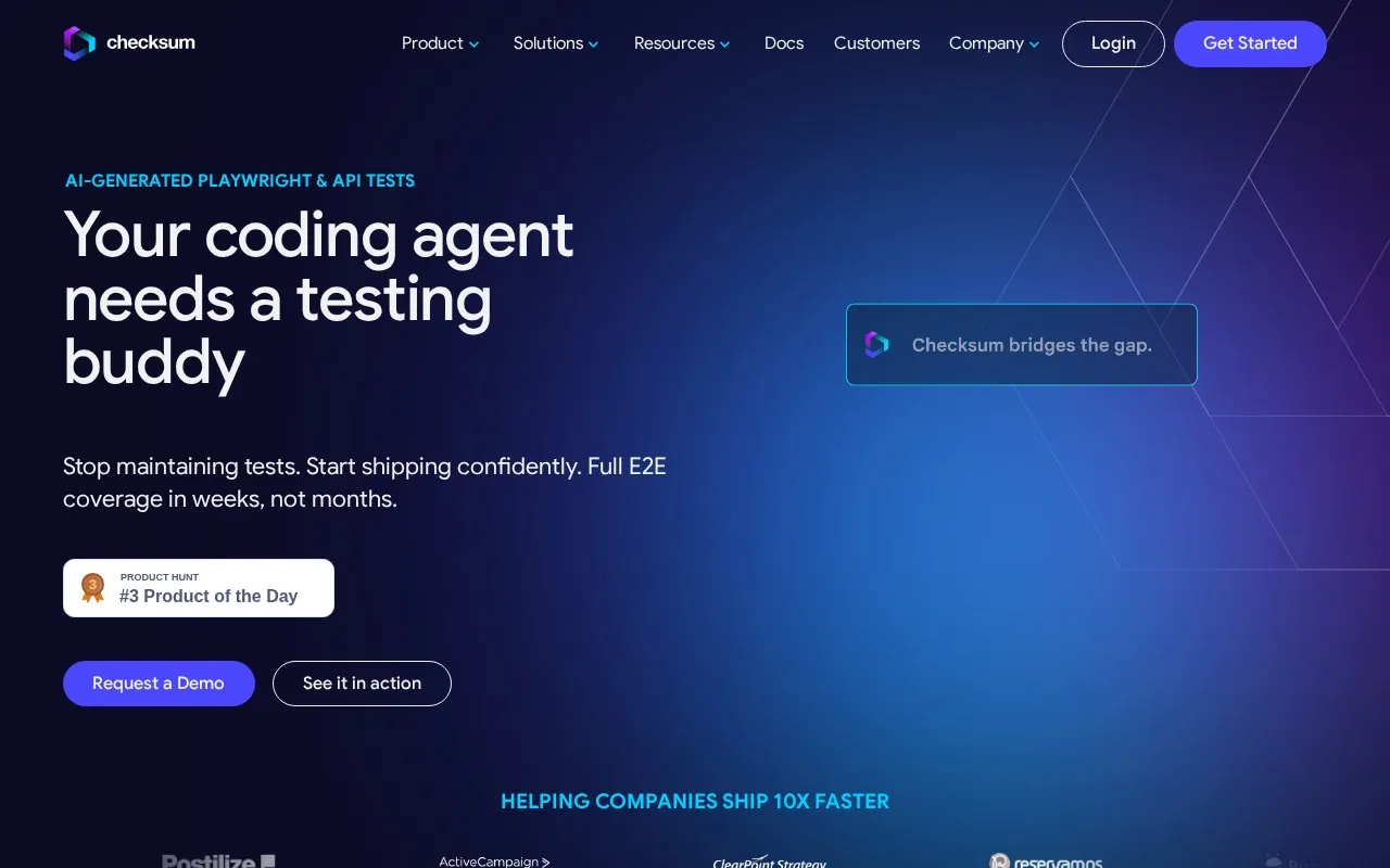 Checksum homepage screenshot