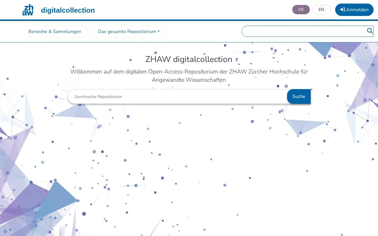 ZHAW digitalcollection homepage screenshot