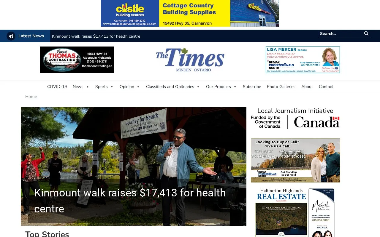 Minden Times homepage screenshot