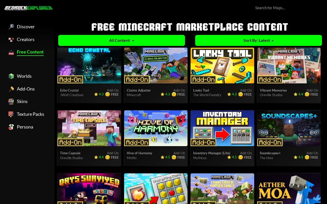 BedrockExplorer homepage screenshot
