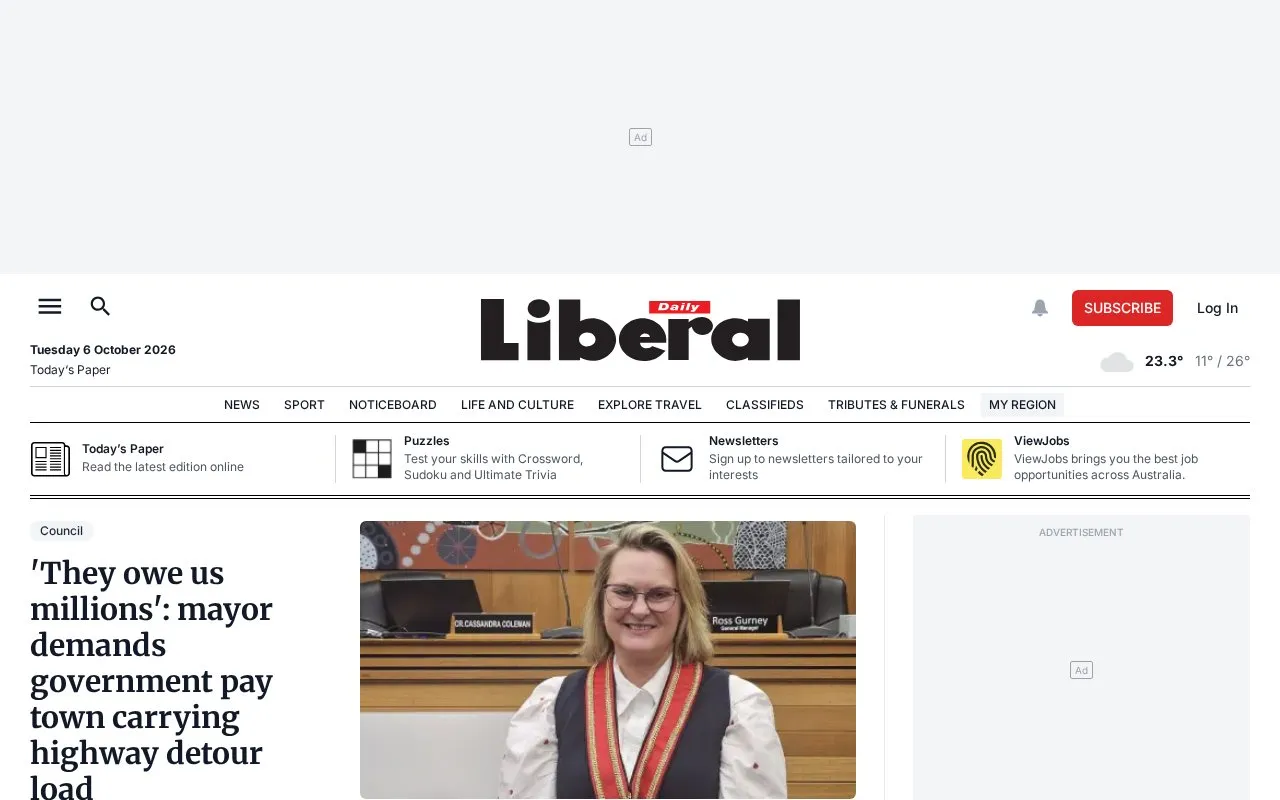 Daily Liberal homepage screenshot