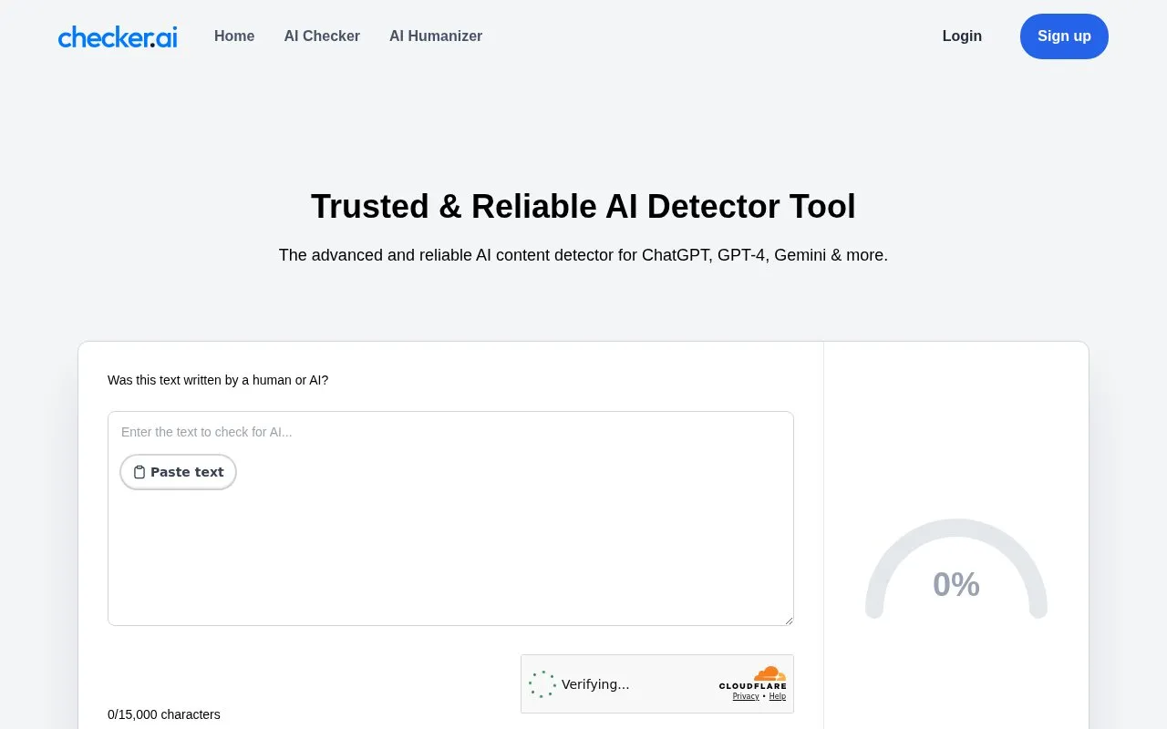 Checker AI homepage screenshot