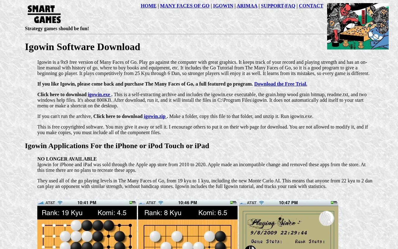 Igowin homepage screenshot