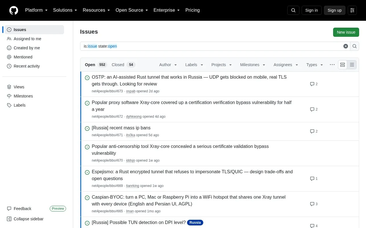 Net4people homepage screenshot