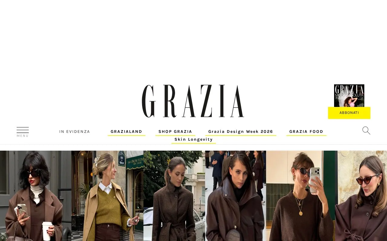 Grazia homepage screenshot