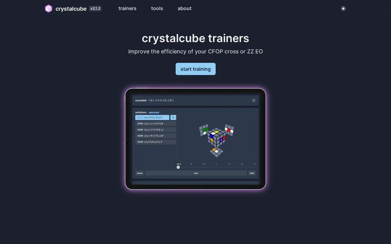 crystalcube homepage screenshot