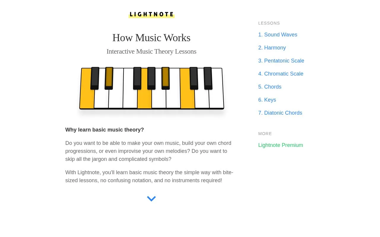 LightNote homepage screenshot