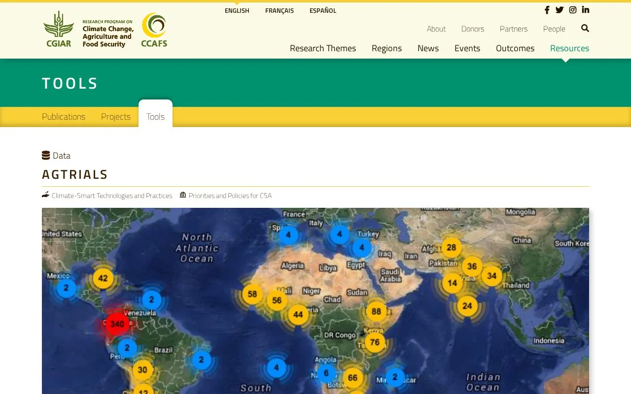 AgTrials database homepage screenshot