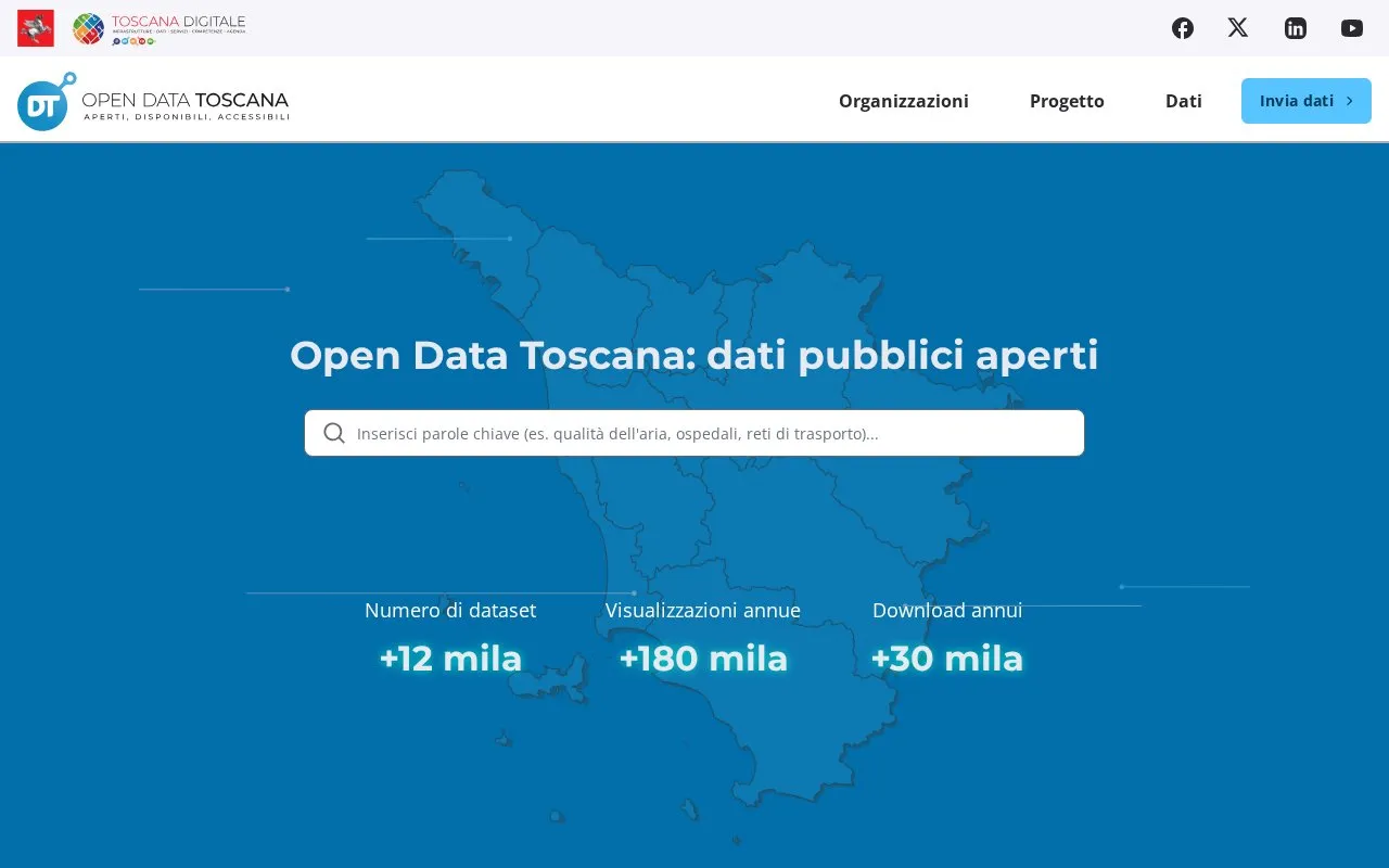 Open Data Regione Toscana homepage screenshot