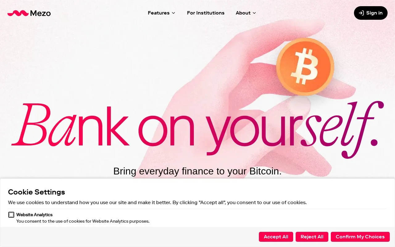 Mezo Bridge homepage screenshot