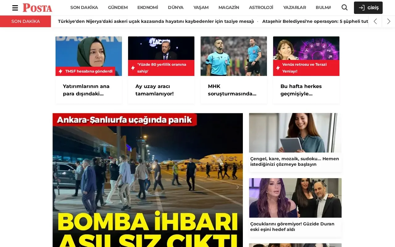 Posta homepage screenshot