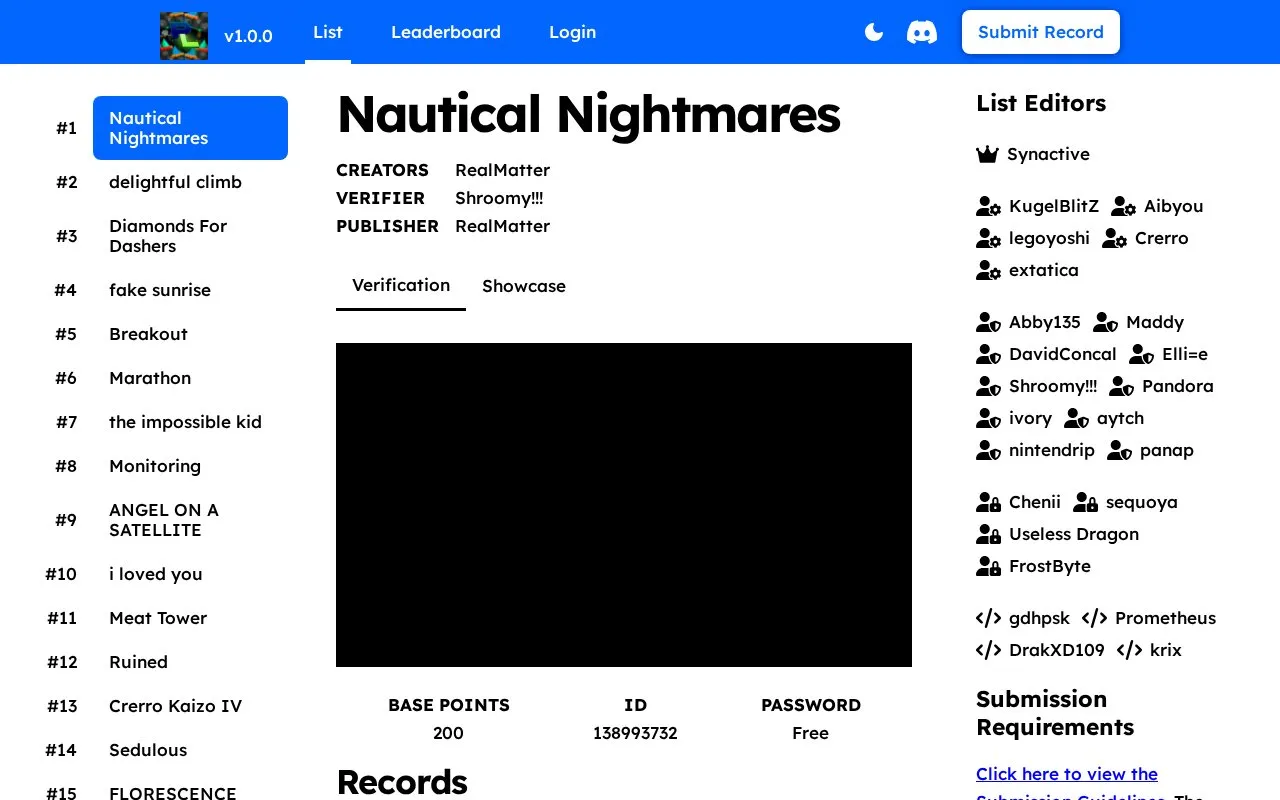 Platformer List homepage screenshot