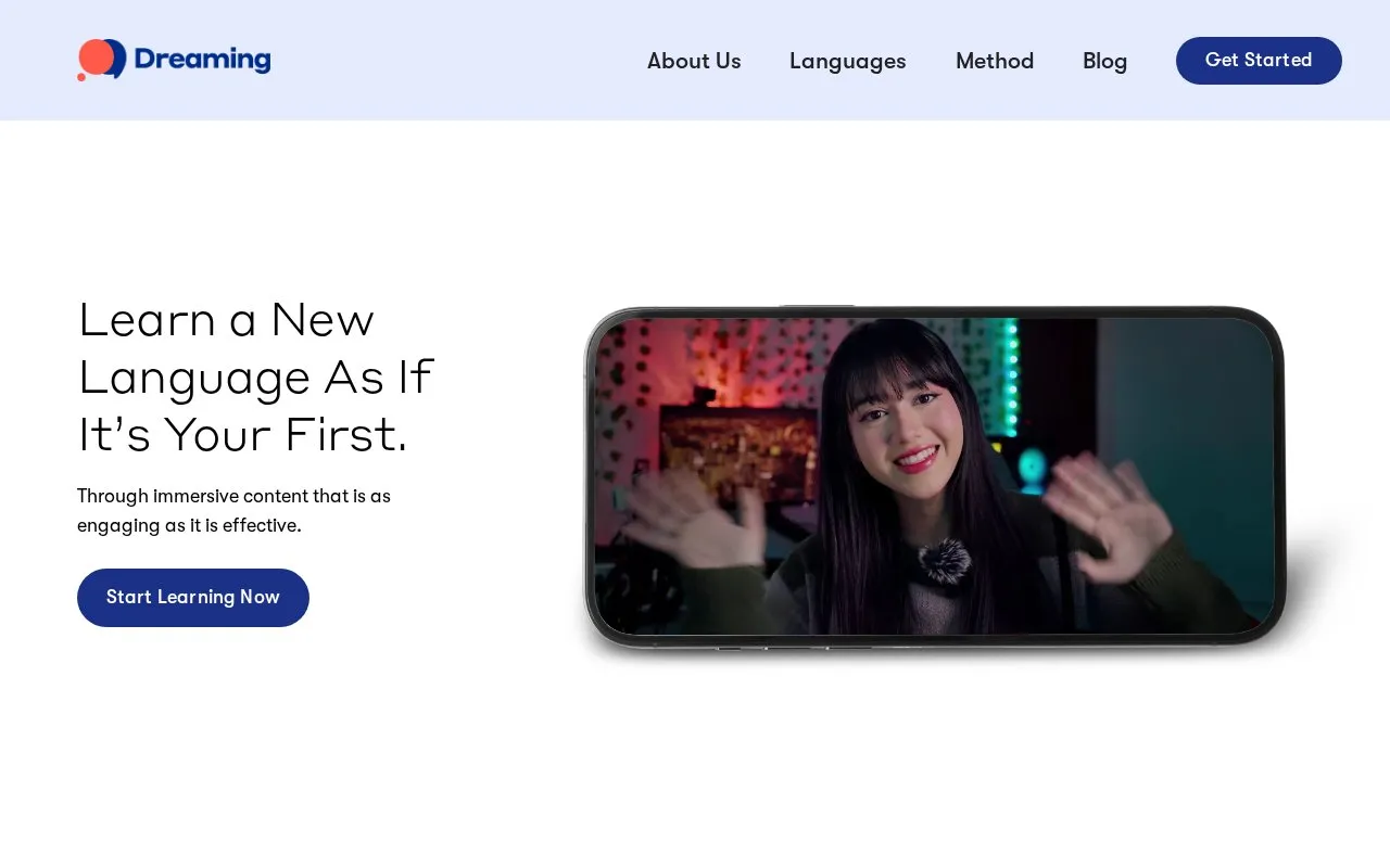 Dreaming homepage screenshot