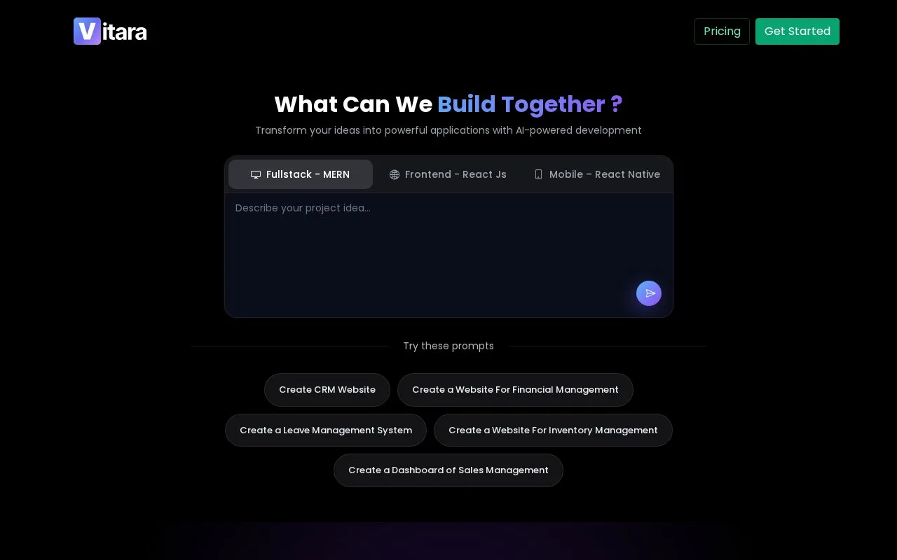 Vitara homepage screenshot