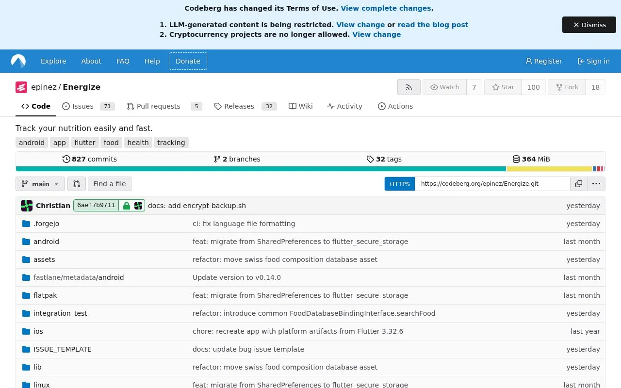 Energize homepage screenshot