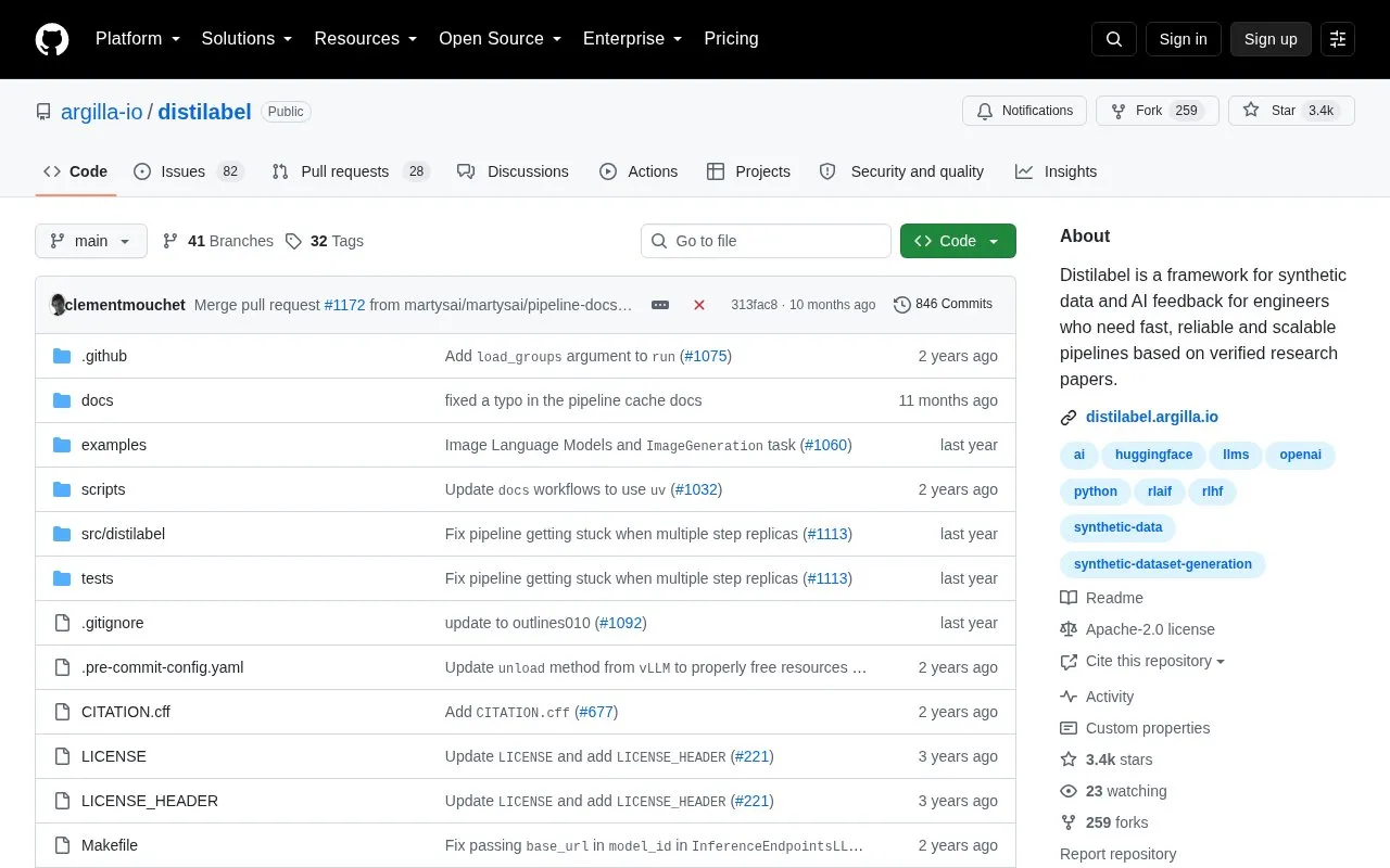 distilabel homepage screenshot