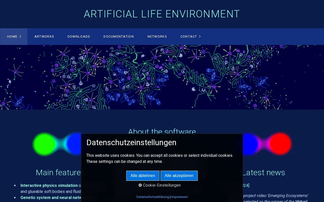 Alien homepage screenshot