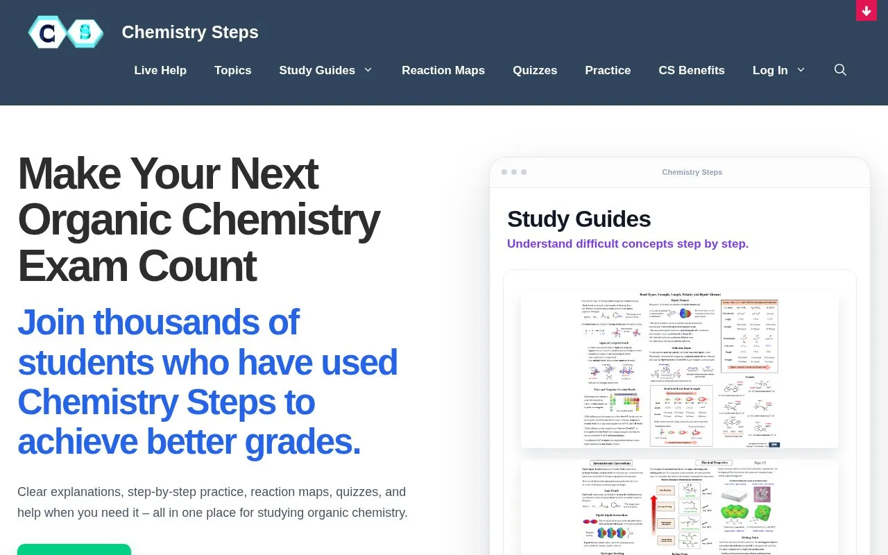 ChemistrySteps homepage screenshot