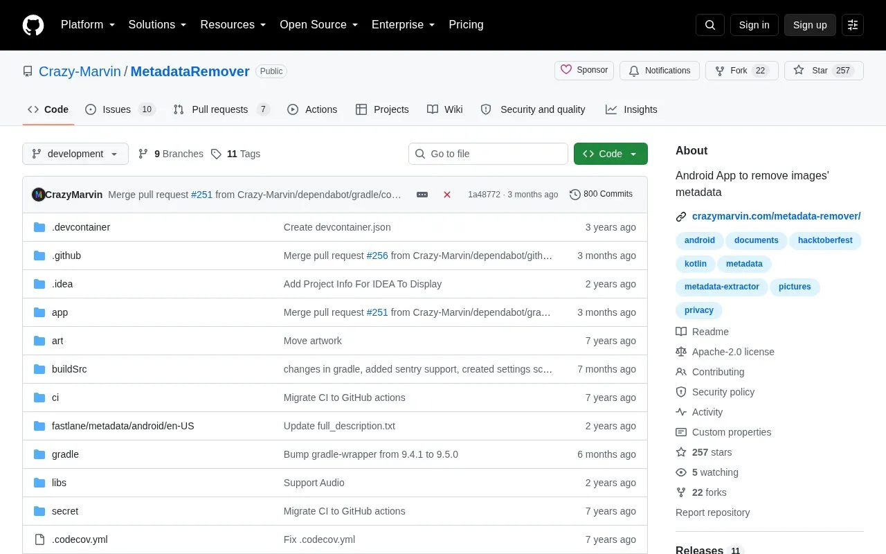 MetadataRemover homepage screenshot