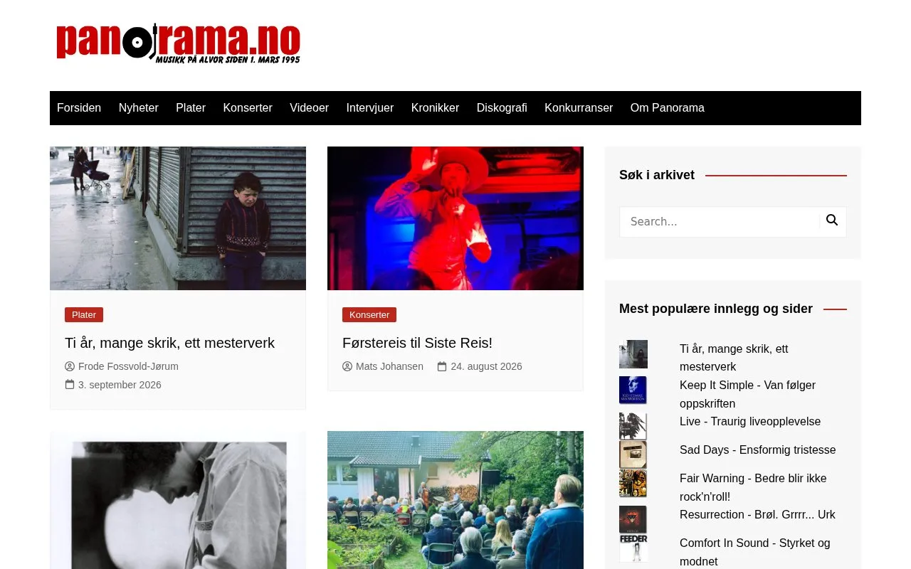 Panorama (online newspaper) homepage screenshot