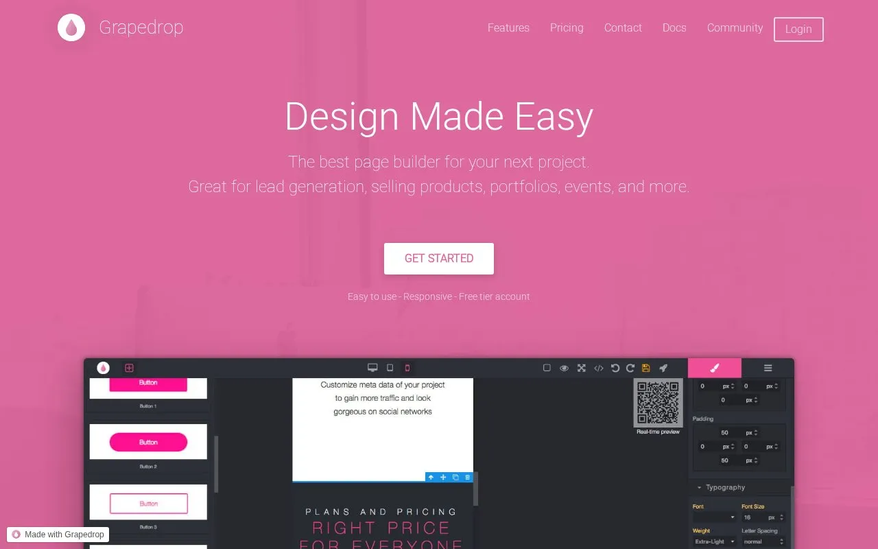 Grapedrop homepage screenshot