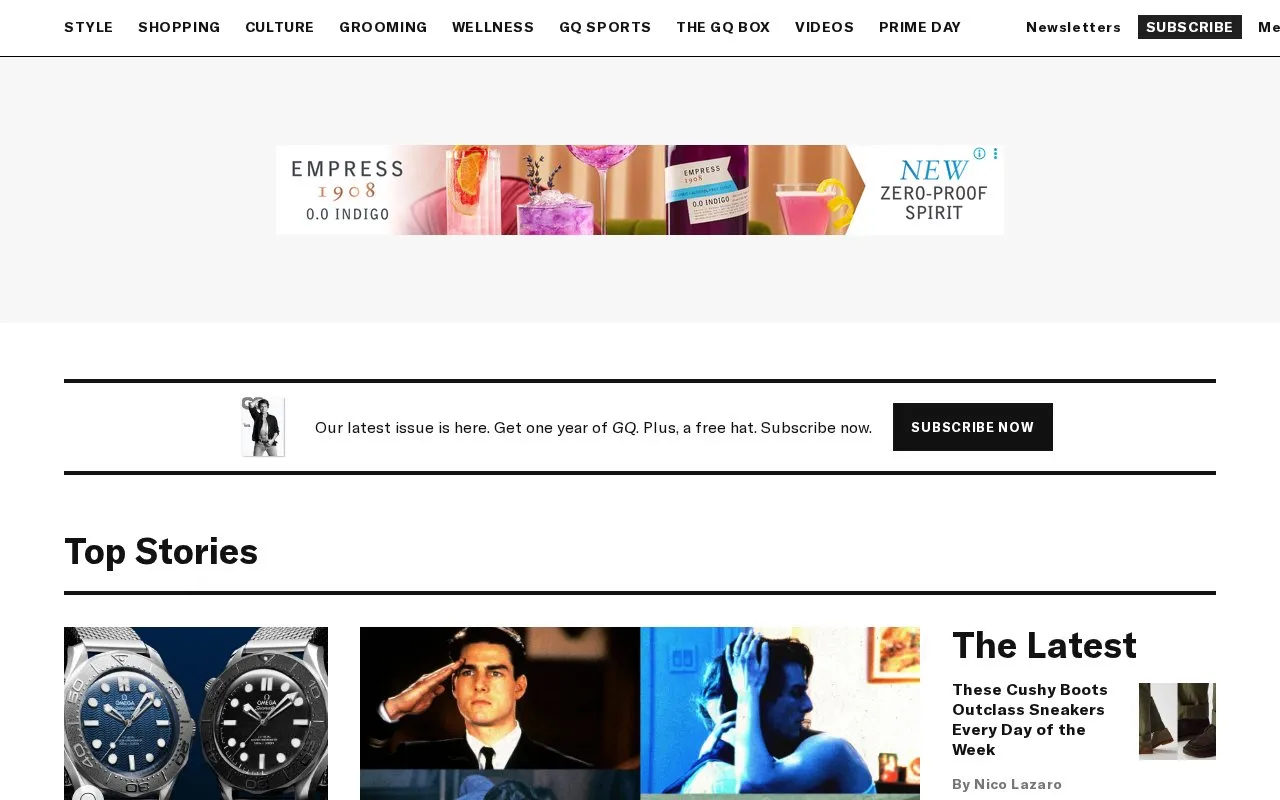 GQ homepage screenshot