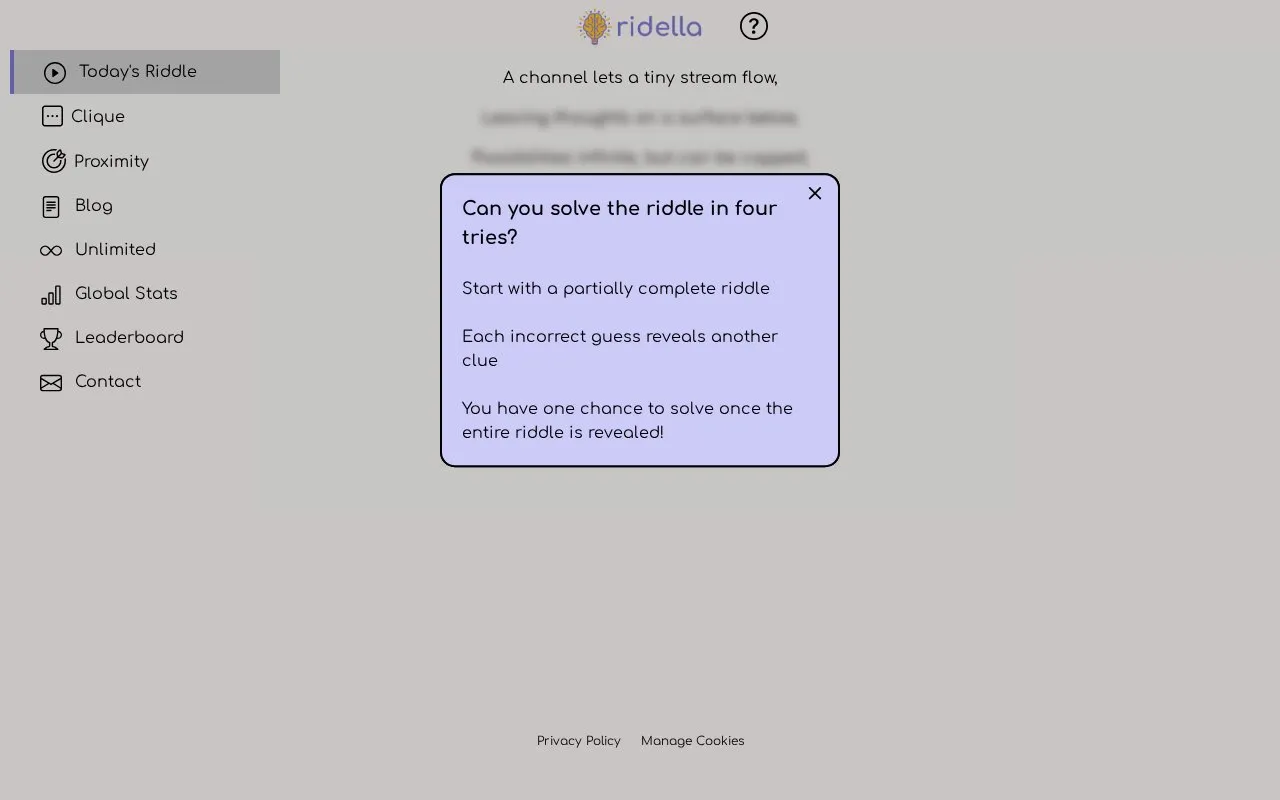 Ridella homepage screenshot