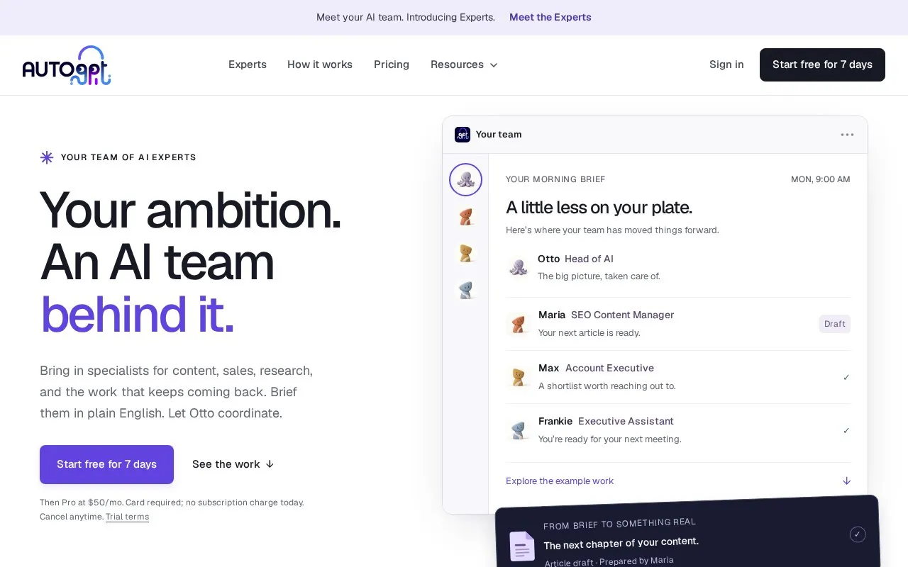 AutoGPT homepage screenshot