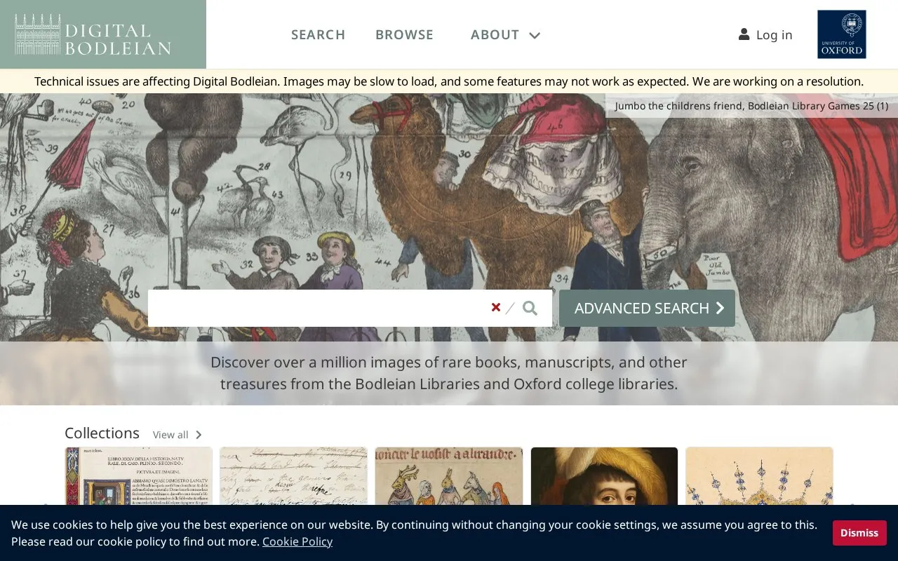 Digital Bodleian homepage screenshot