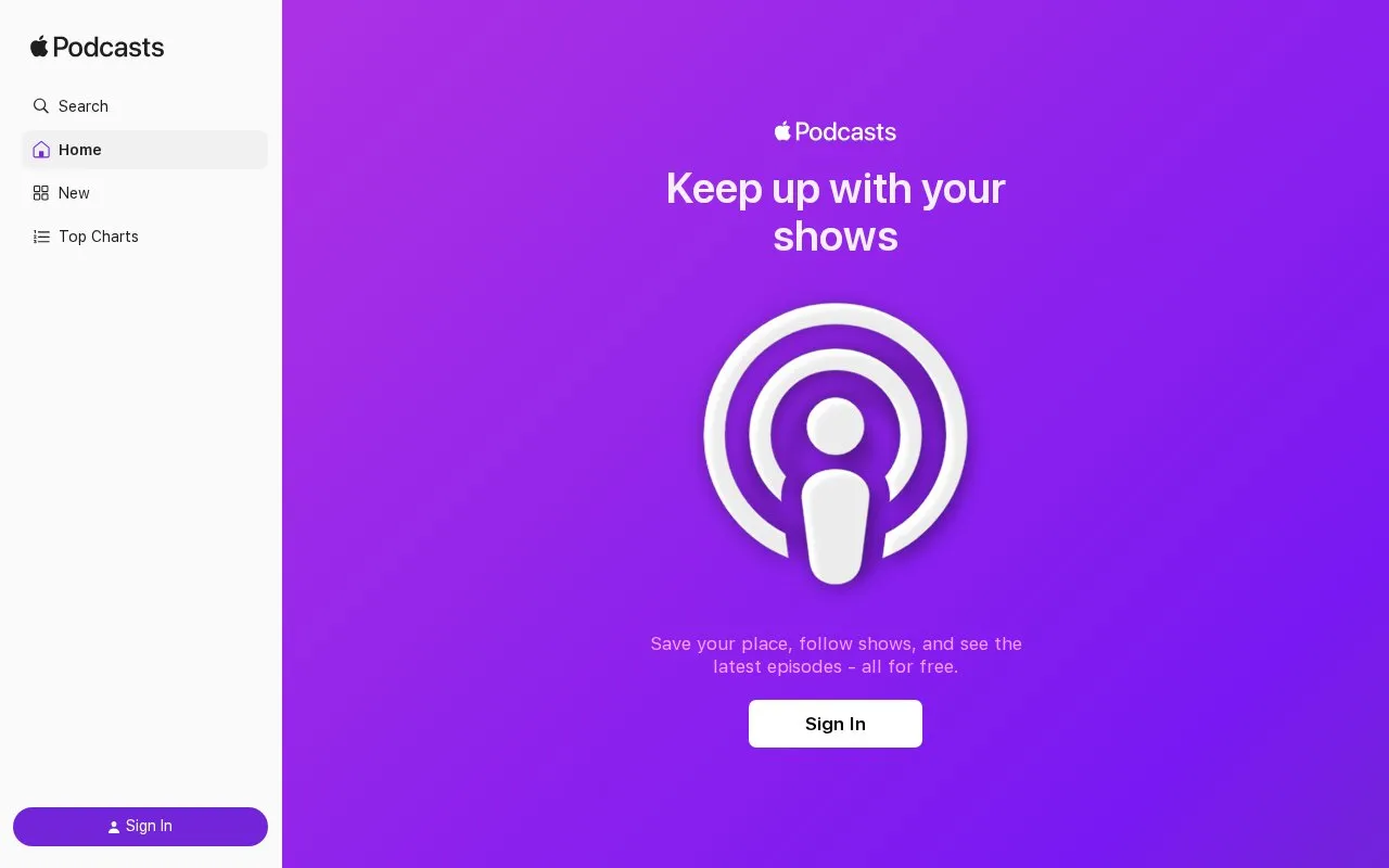 Apple Podcasts homepage screenshot