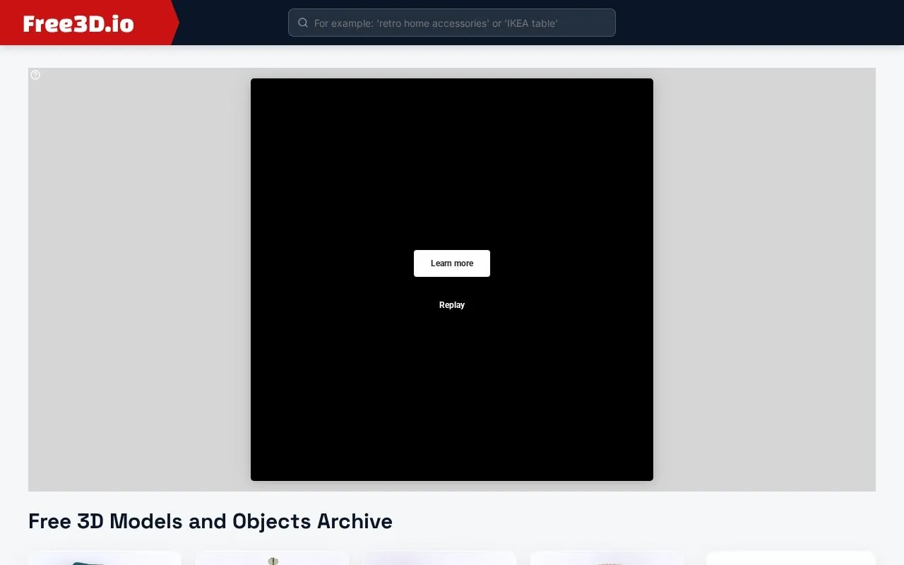 Archive3D homepage screenshot